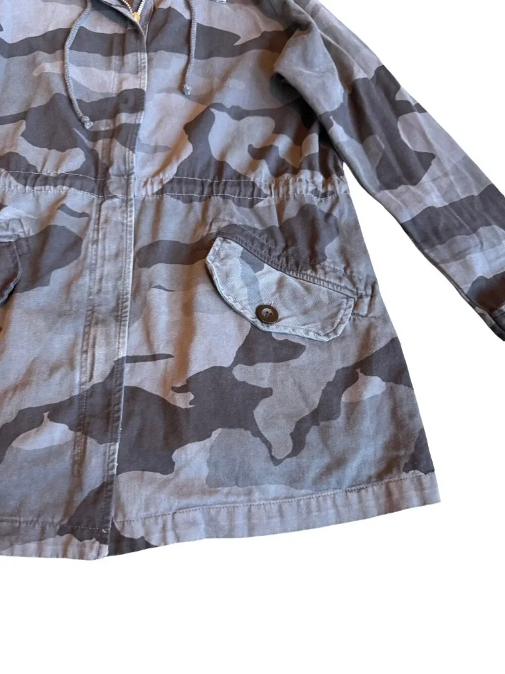 Monrow Black Grey Camo Print Jacket Utility Streetwear 100% Cotton Size Medium
